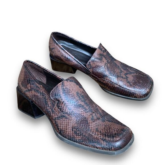 Bass Arianna Brown Reptile Snake Animal Print Square Toe Comfort Shoes size 9 - Picture 16 of 16